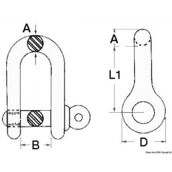 Long shackle in forged and mirror polished AISI 316 stainless steel, with captive shaft 2