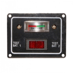 Batteriladdningsstatustestpanel i svartlackerad lättmetall