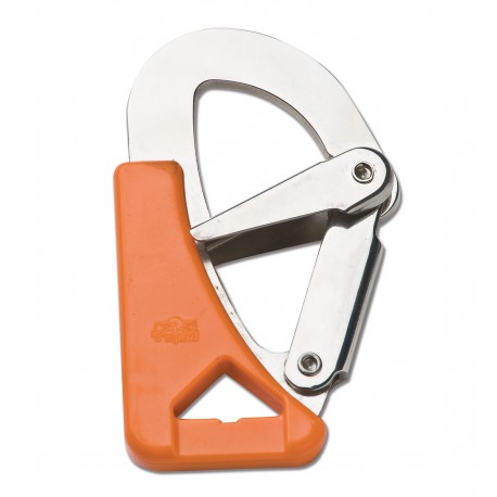 Double safety carabiner for seat belts