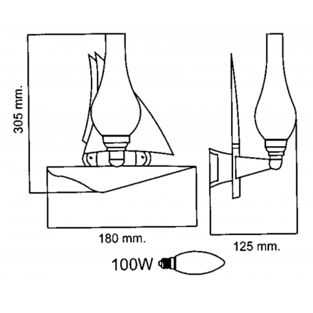 Lampada elettrica con veliero in ottone e fissaggio a parete