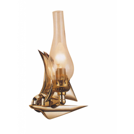Electric lamp with brass sailboat and wall mounting