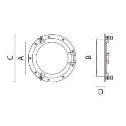 Flat oval porthole in watertight chromed brass 2