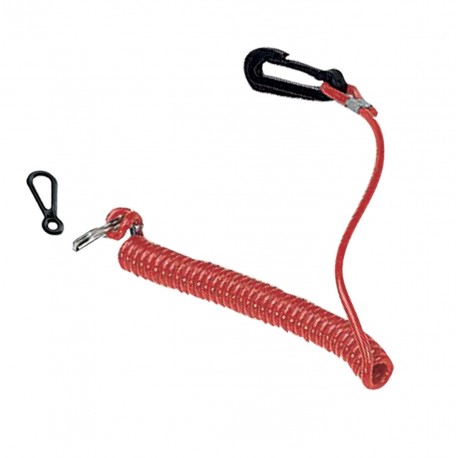 Safety key with lanyard for outboard motors
