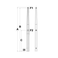 Ø 25 mm square head boat candlestick for female bases 2