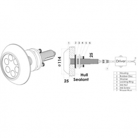 Underwater light for hull / transom / swimming platform - Osculati