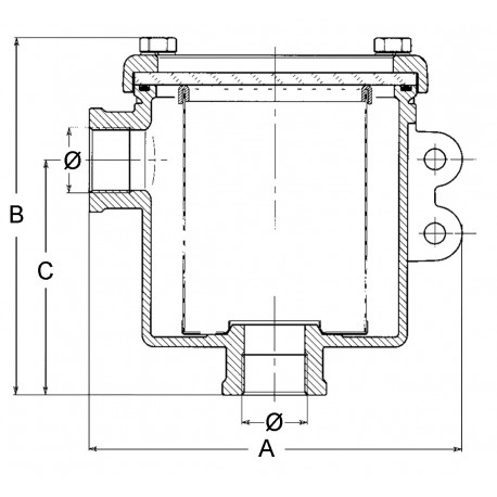 Ionio" nickel-plated bronze water filter - R.I.Na. approved.