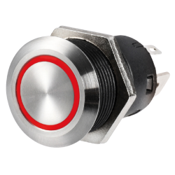 Vlakke RVS AAN-UIT schakelaar 12 V rood