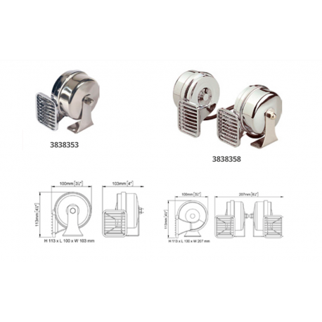 12V Krom ABS Dubbeltonig Elektromagnetisk Horn - Marco