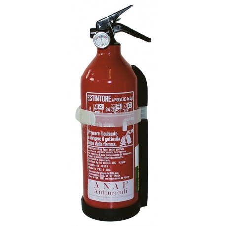 Powder extinguisher kg. 1, in aluminium, complete with support and manometer