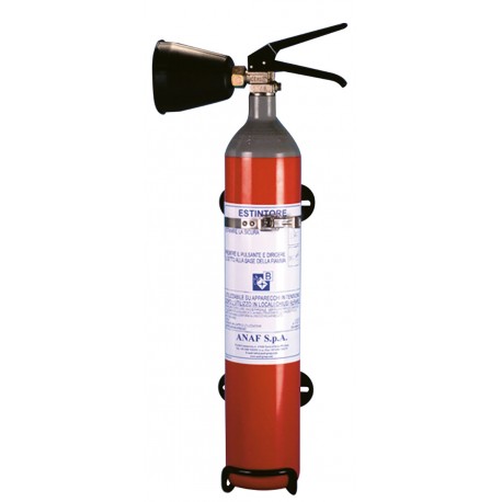 CO2 extinguisher kg. 2, in aluminium, complete with support
