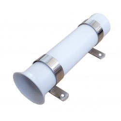 Fixed white plastic wall-mounted rod holder with stainless steel U-bolts