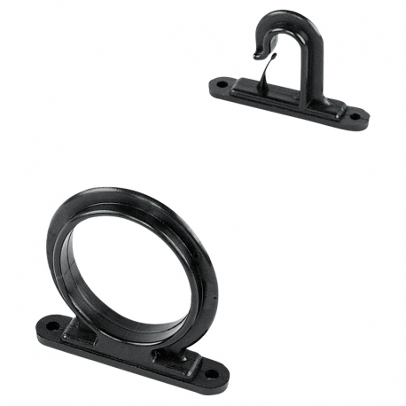 Black resting rod holder for wall or ceiling mounting