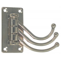 Polished brass coat rack with 3 hooks