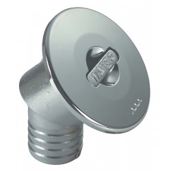 Chromed brass cap inclined at 45° with lever for recessed opening and hose nozzle holder