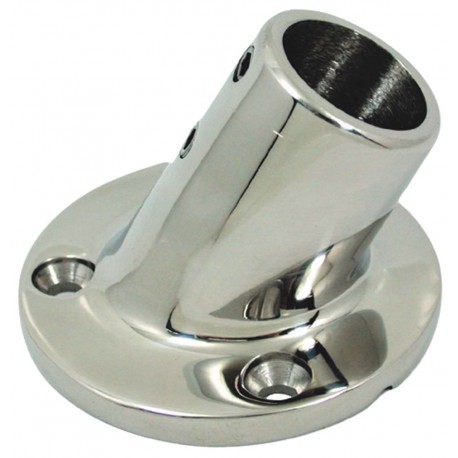 Micro-cast round base inclined 60° in mirror polished AISI 316 stainless steel