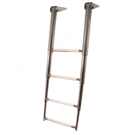 AISI 316 stainless steel telescopic ladder with 3 steps for application above the platform