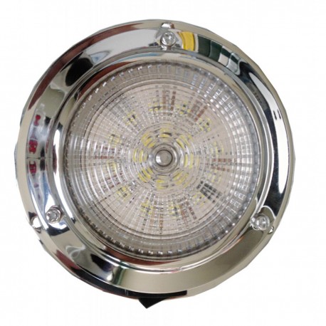 Stainless steel ceiling lamp with 20 white LEDs and switch