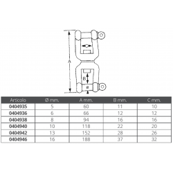 Sjakkel-sjakkel svivel i rustfritt stål 2
