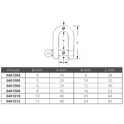 Sjakkel i rustfritt stål med sikringsstift 2