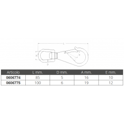 316 rostfritt stål med vridbart ögla, karbinhake 2