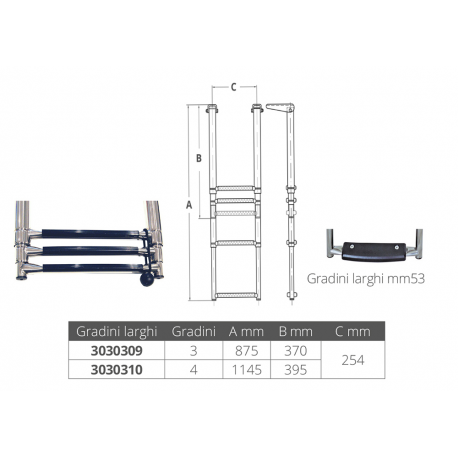 Teleskooppitikkaat leveillä askelmilla