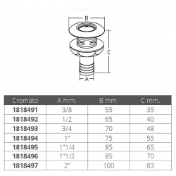 Sjöavlopp med låg kant i förkromad mässing 2