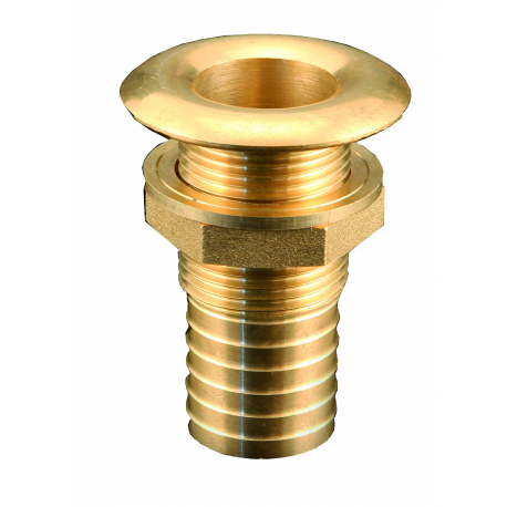 Polished brass overboard drain with hose connector