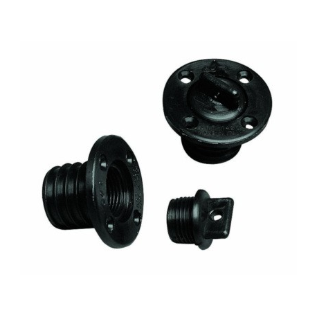 Nylon water drain plug with holes for screws