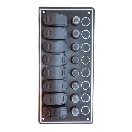 Watertight panel with 7 switches and 2usb