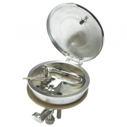 Kromattu messinkinen ovensalpa ø 115 mm levyllä