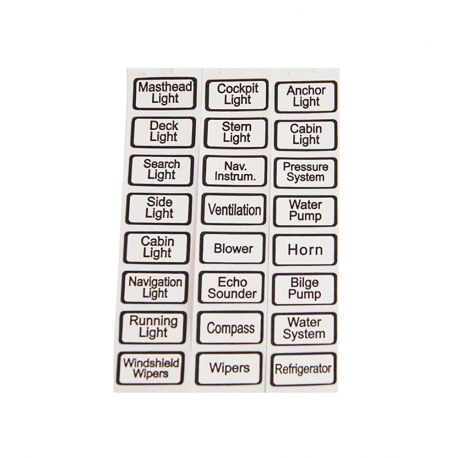 Set of white adhesive symbols for switches