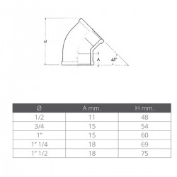 45° vrouwelijke-vrouwelijke bocht 2