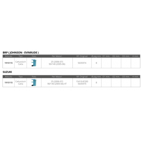 Fuel filter ø mm.8 for BRP