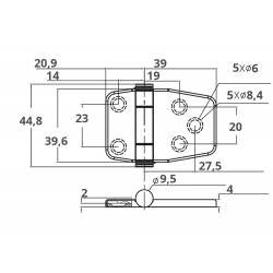 Scharnieren met geïntegreerde afdekking mm.39,6x44,8 2