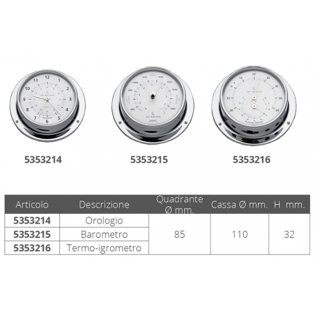 Clock with radio silence ø mm.110 chromed brass