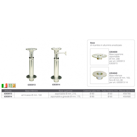 Telescopic support mm.450/780