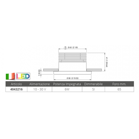 Klar innfelt spotlight 6w