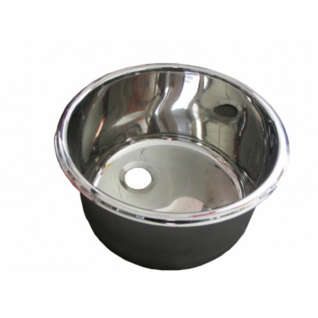 Cylindrical mirror polished stainless steel sink