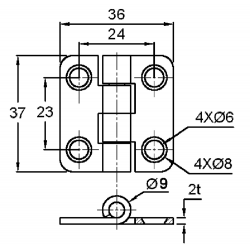 Scharnier met deksel mm.36x37 2
