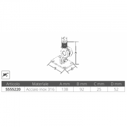 Gelede voet in roestvrij staal AISI 316 voor montage op buizen Ø mm. 22-25 2