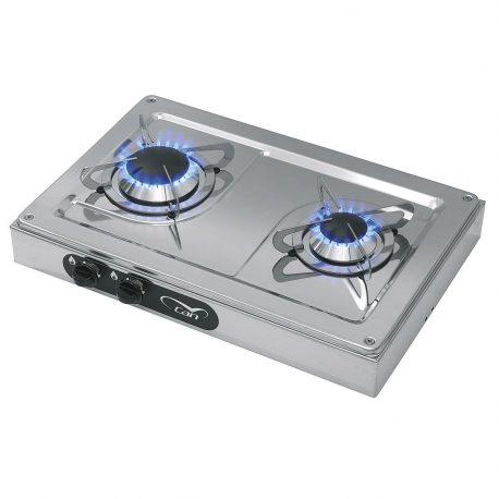 Stainless steel hob with two burners - Can