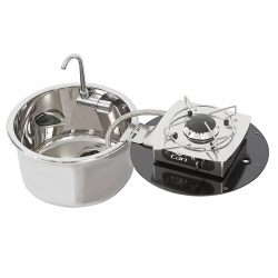 Nedfällbar spishäll med en brännare