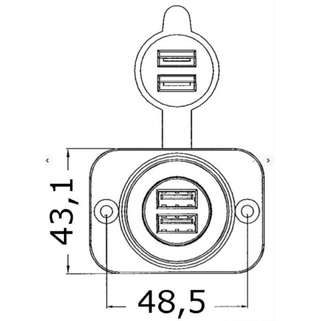 Vitt dubbelt inbyggt USB-uttag