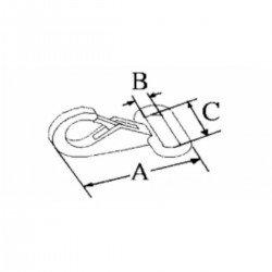 Karbinhake i rostfritt stål med platt ögla för band 2