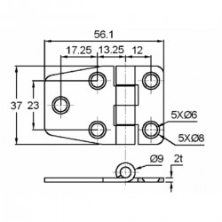 Scharnieren met AISI 316 roestvrijstalen afdekking - Afmetingen 56 x 37 2