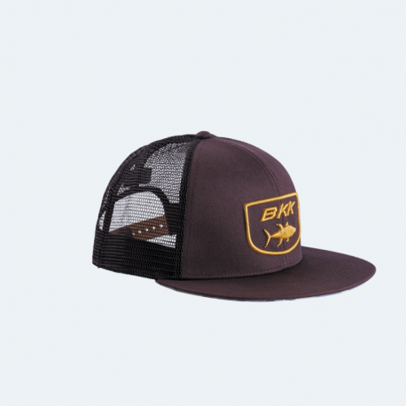 BKK Tuna Snapback Hat with flat visor brown