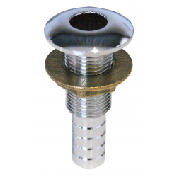 Chromed brass overboard drain with hose connector