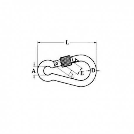 Karabinkrok i rustfritt stål AISI 316 med skrulukking