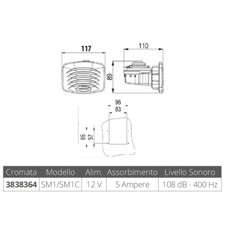 Electromagnetic horn sm1c 12v