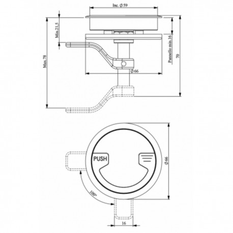 AISI 316 stainless steel screen lift complete with fixing flange
